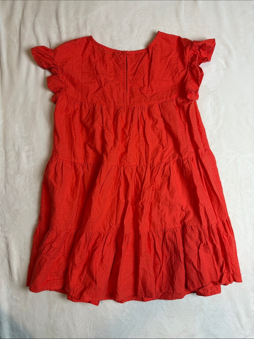 In The Beginning Red Orange Ruffle Mini Dress - Picture 6 of 7